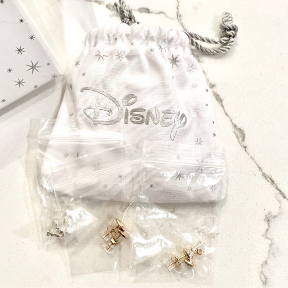 DISNEY Gold Silver Lilo & Stitch Hibiscus Flower Heart Crystal Earrings Set - Picture 4 of 8